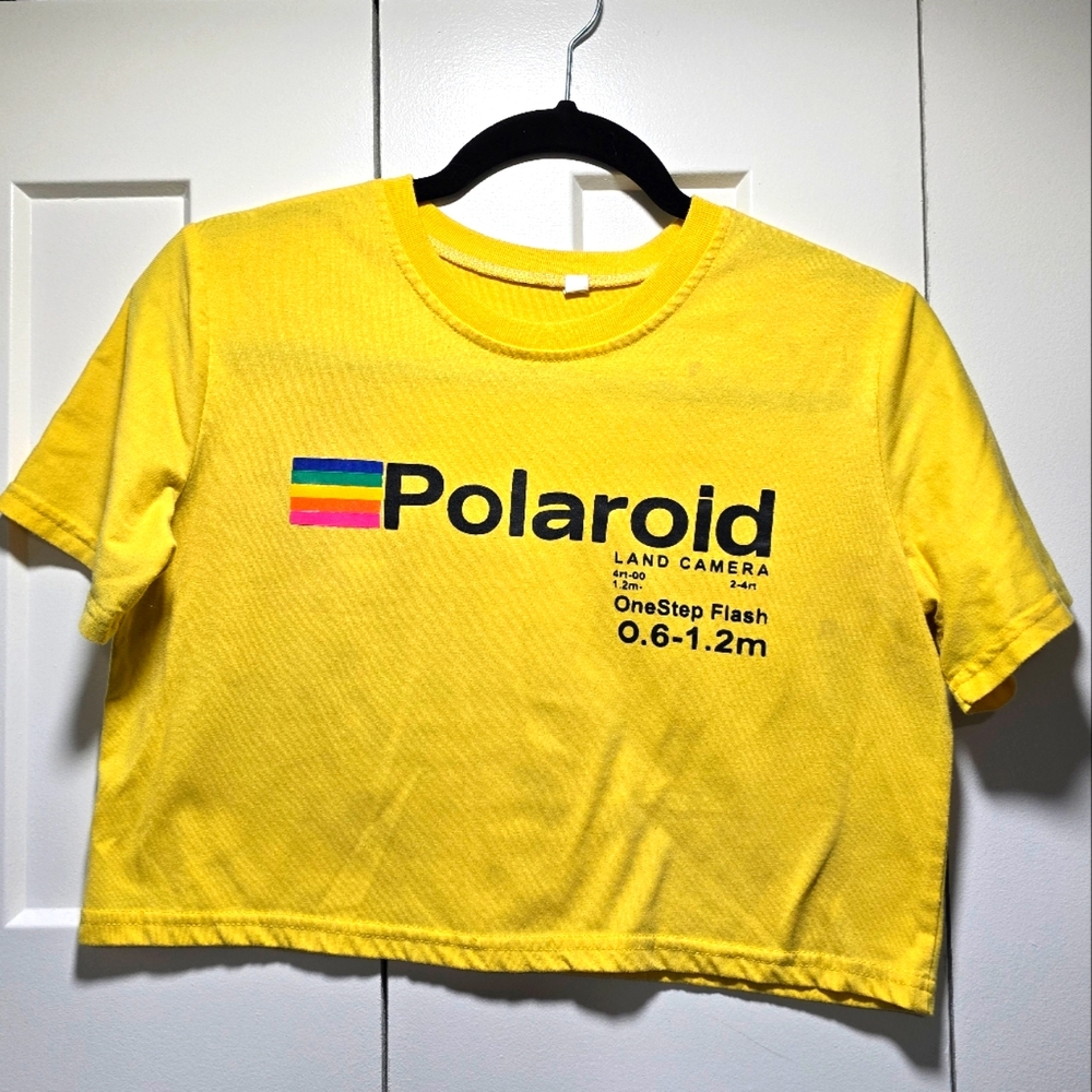 Yellow Polaroid Crop Top
